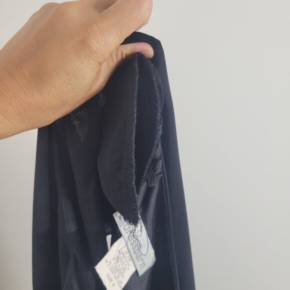 Dressbarn Women's Black Flowing Sleeve Evening V-neck Cocktail Dress Size 8 - Picture 6 of 9